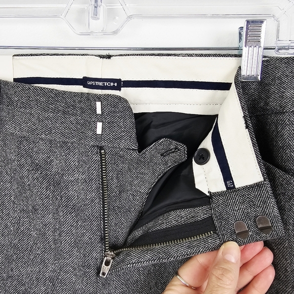 Gap Modern Fit Flare Wool Blend Trousers Herringbone Pattern NWT - Picture 8 of 11